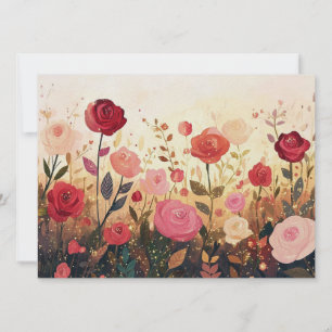 Whimsical rose garden holiday card