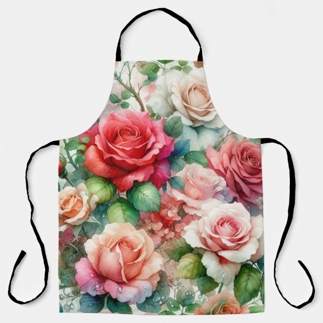 Whimsical Rose Pattern Apron (Front)