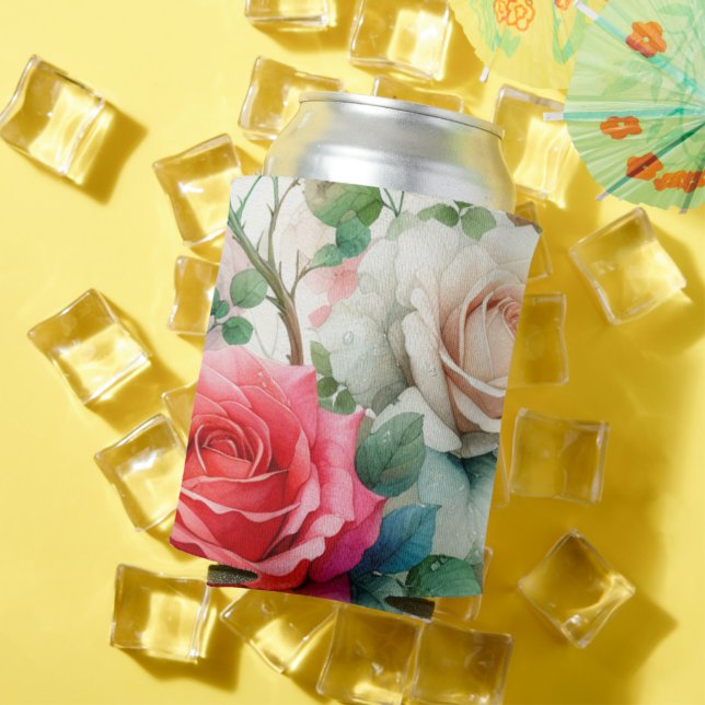 Whimsical Rose Pattern Can Cooler (In Situ Summer)