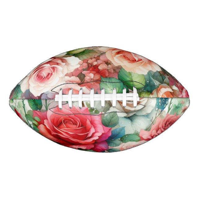 Whimsical Rose Pattern Football (Front)