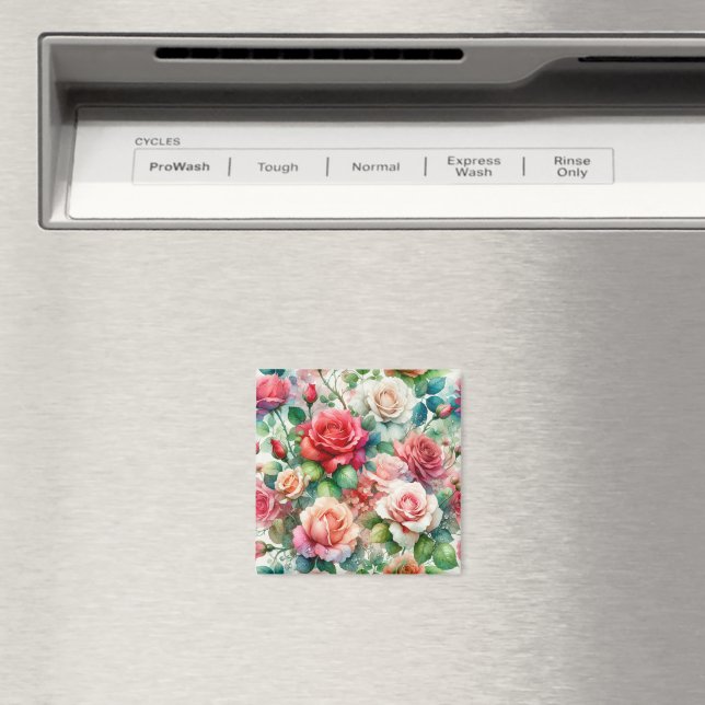Whimsical Rose Pattern Magnet (In Situ (Dishwasher))