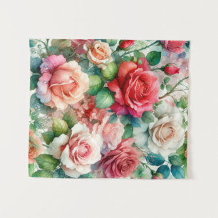 Whimsical Rose Pattern Tapestry