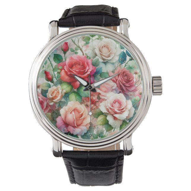 Whimsical Rose Pattern Watch (Front)