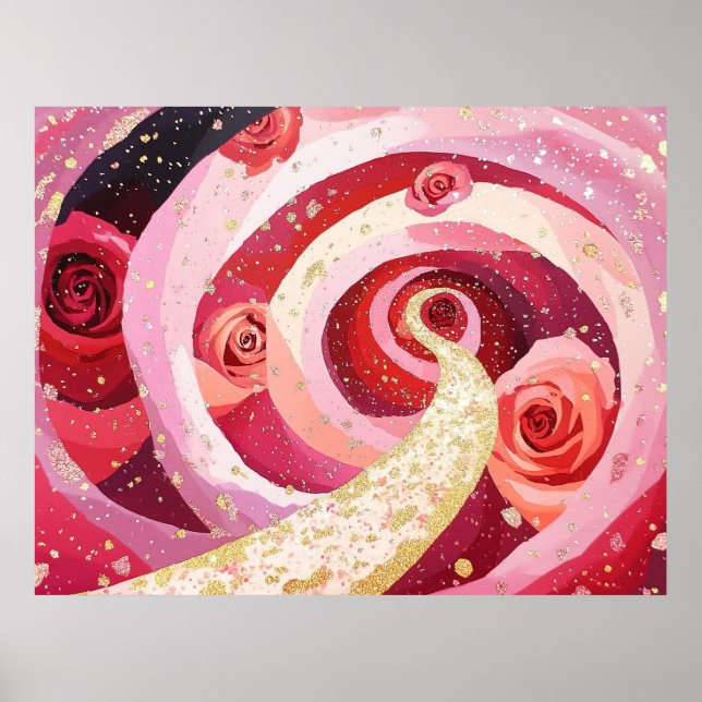 Whimsical roses garden poster (Front)