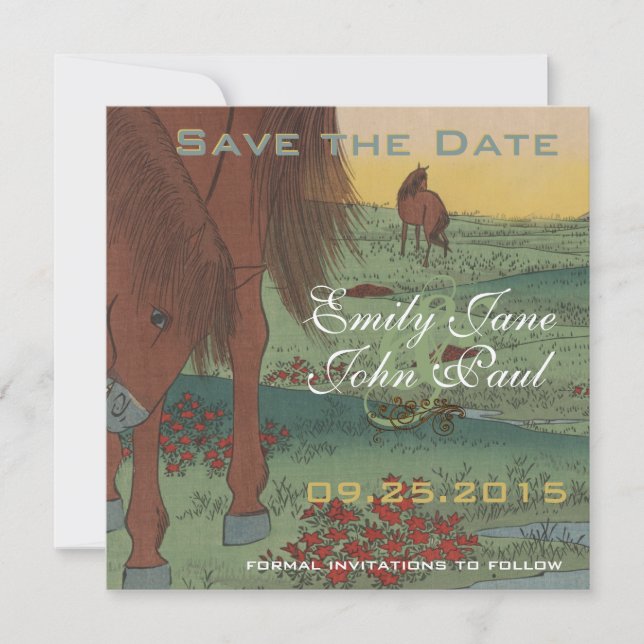 Whimsical Rustic Horse Save the Date (Front)