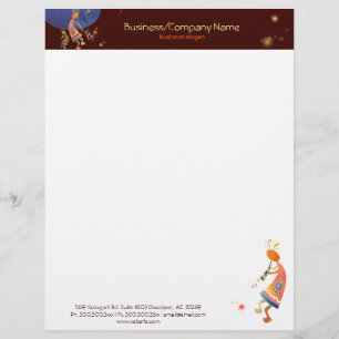 Whimsical Rustic Kokopelli Business Customised Letterhead
