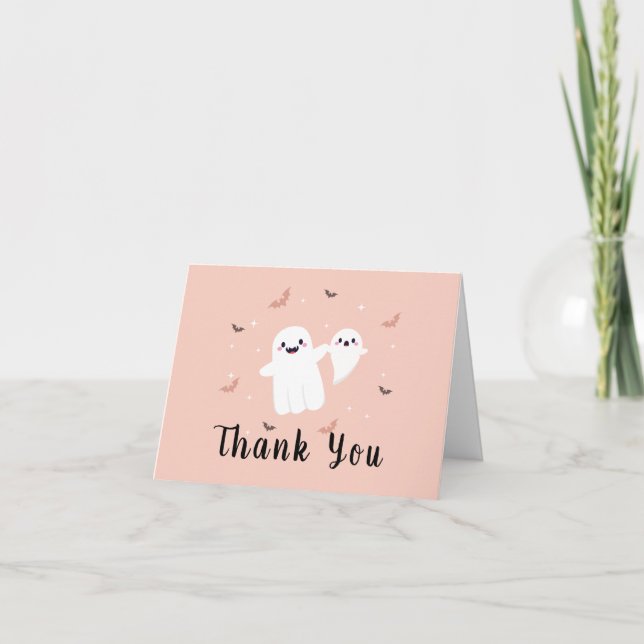 Whimsical Rustic Spooky Halloween Baby Shower  Thank You Card (Front)