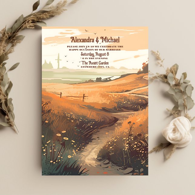 Whimsical Rustic Wildflower Meadow Wedding Invitation (Creator Uploaded)