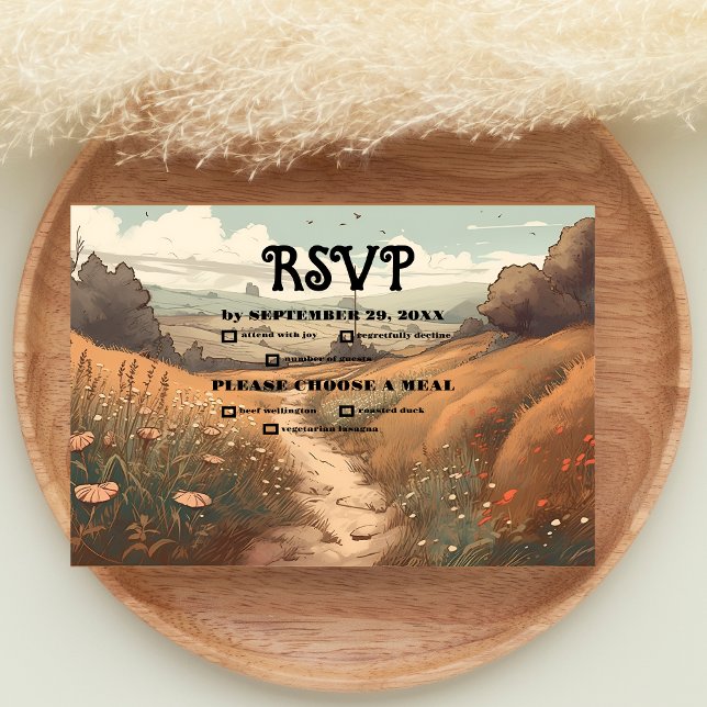 Whimsical Rustic Wildflower Meadow Wedding RSVP Card (Creator Uploaded)