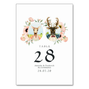 Whimsical Rustic Woodland Forest Deer Wedding Table Number