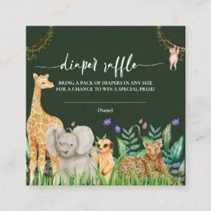 whimsical Safari Animal Baby Shower Diaper Raffle Enclosure Card