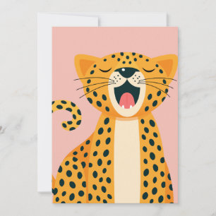Whimsical Safari Animal Yawning Cheetah Cartoon Announcement