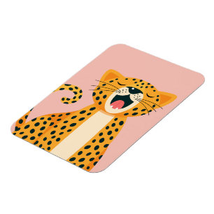 Whimsical Safari Animal Yawning Cheetah Cartoon Magnet