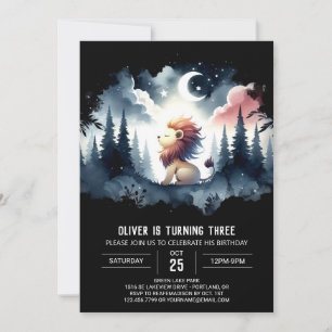 Whimsical Safari Lion Birthday Invitation
