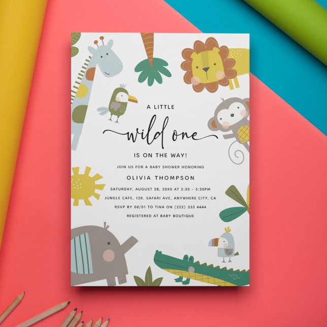 Whimsical Safari 'Wild One' Baby Shower Invitation (Creator Uploaded)
