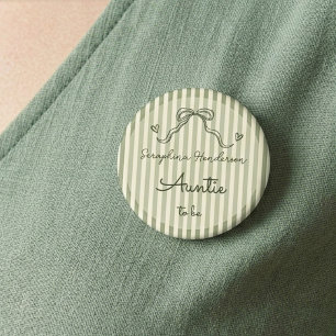 Whimsical Sage Green Baby Shower Auntie To Be 6 Cm Round Badge