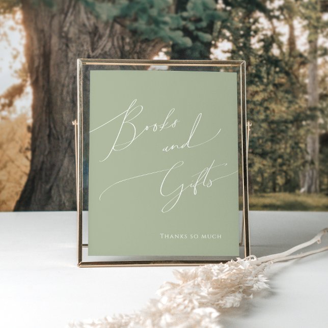 Whimsical Sage Green Baby Shower Books and Gifts Poster (Creator Uploaded)