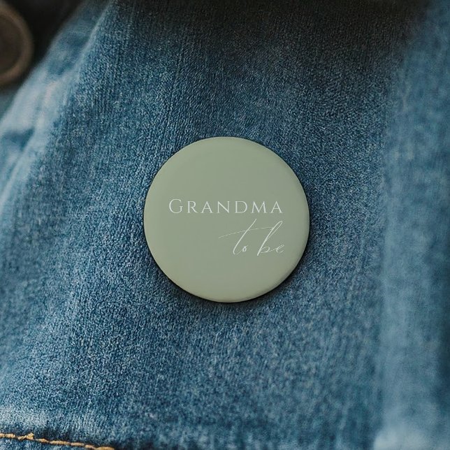 Whimsical Sage Green Baby Shower Grandma To Be 6 Cm Round Badge (Creator Uploaded)