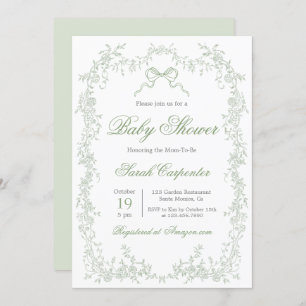 Whimsical Sage Green Baby Shower Invitation