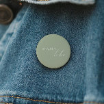 Whimsical Sage Green Baby Shower Mama To Be 6 Cm Round Badge<br><div class="desc">Introducing our whimsical sage green baby shower mama-to-be button, perfect for your simple modern boho celebration any season of the year! This button has a boho-chic, gender-neutral vibe with elegant calligraphy and a delicate minimalist design, making it ideal for both girls and boys. Plus, it's editable, so you can add...</div>