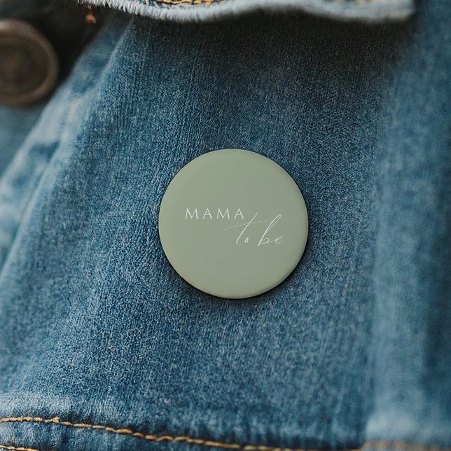Whimsical Sage Green Baby Shower Mama To Be 6 Cm Round Badge (Creator Uploaded)