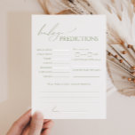 Whimsical Sage Green Baby Shower Predictions Card<br><div class="desc">Introducing our whimsical sage green baby shower predictions card, perfect for your simple modern boho celebration any season of the year! This game card has a boho-chic, gender-neutral vibe with elegant calligraphy and a delicate minimalist design, making it ideal for both girls and boys. Plus, it's editable, so you can...</div>