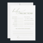 Whimsical Sage Green Baby Shower Predictions Card<br><div class="desc">Introducing our whimsical sage green baby shower predictions card, perfect for your simple modern boho celebration any season of the year! This game card has a boho-chic, gender-neutral vibe with elegant calligraphy and a delicate minimalist design, making it ideal for both girls and boys. Plus, it's editable, so you can...</div>