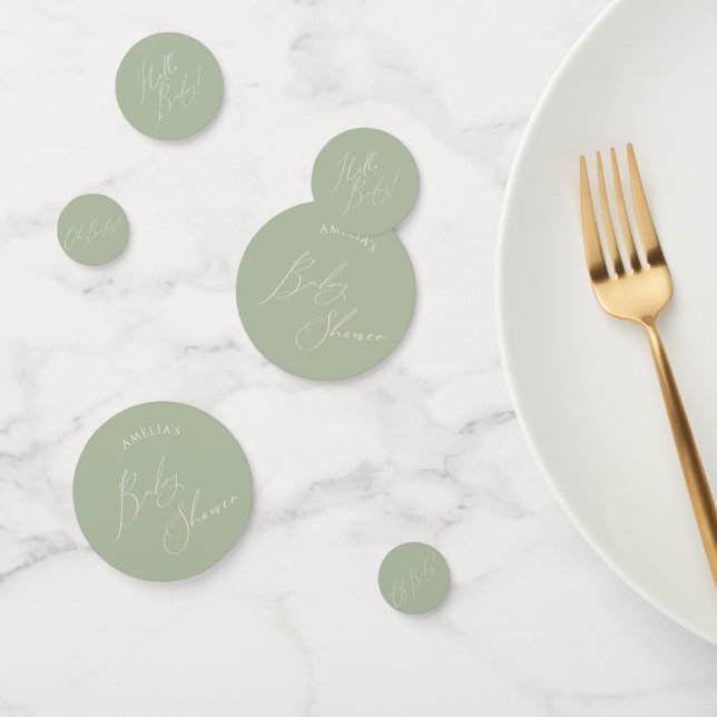 Whimsical Sage Green Baby Shower Table Confetti (Group)