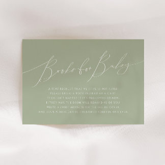 Whimsical Sage Green Books For Baby Enclosure Card