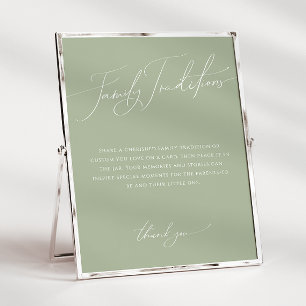 Whimsical Sage Green Family Traditions Sign