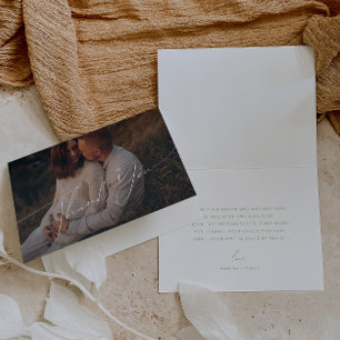 Whimsical Sage Green Font Folded Photo Baby Shower Thank You Card