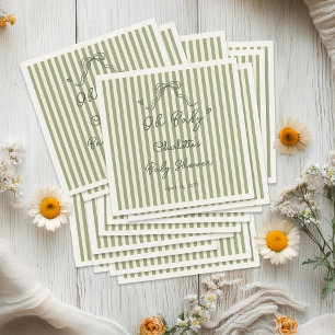 Whimsical Sage Green Gender Neutral Baby Shower Napkin