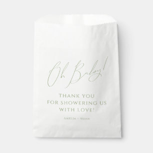 Whimsical Sage Green Oh Baby Shower Thank You Favour Bag