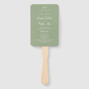 Whimsical Sage Green Wedding Program Fan