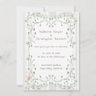 Whimsical Sage Greenery Garden Wedding Invitation