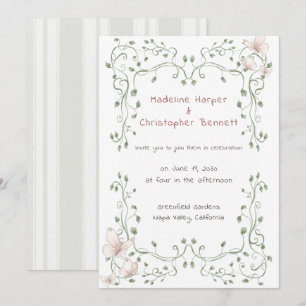 Whimsical Sage Greenery Garden Wedding Invitation