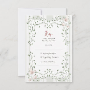 Whimsical Sage Greenery Wedding RSVP Card