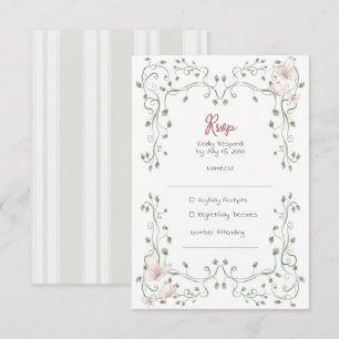 Whimsical Sage Greenery Wedding RSVP Card