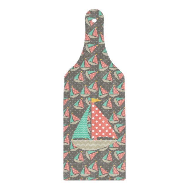 Whimsical Sailboats Cutting Board (Front)