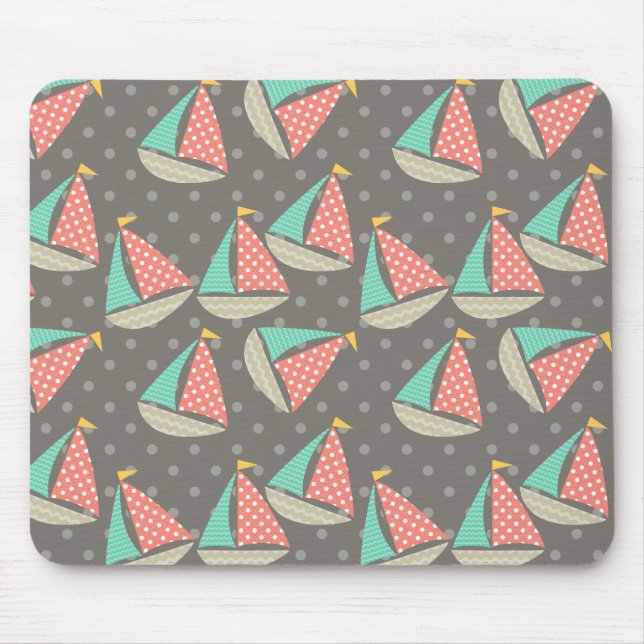 Whimsical Sailboats Mousepad (Front)