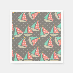 Whimsical Sailboats Napkin