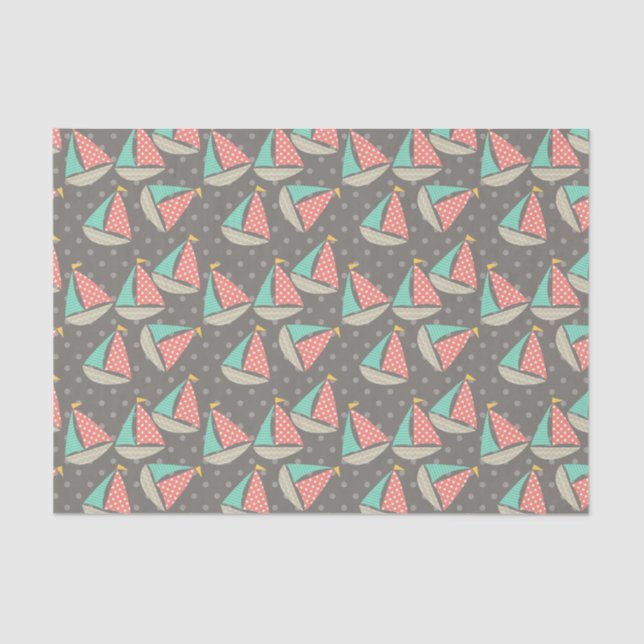 Whimsical Sailboats Tissue Paper (Front)