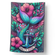 Whimsical Salty Soul Mermaid Anchor