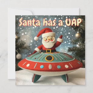 Whimsical Santa and UFO Christmas Card