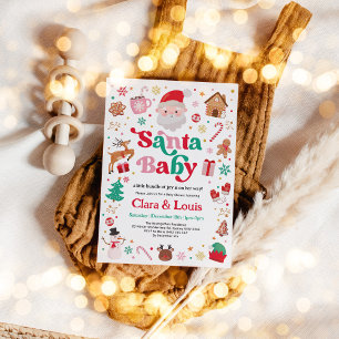 Whimsical Santa Baby Christmas Girl Baby Shower Invitation