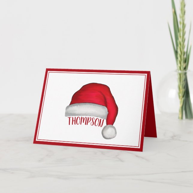 Whimsical Santa Christmas Card North Pole Trendy (Front)