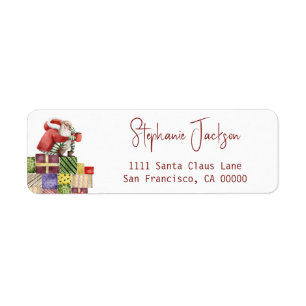 Whimsical Santa Christmas Return Address Label