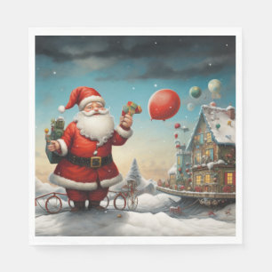Whimsical Santa Claus 5 Paper Napkin