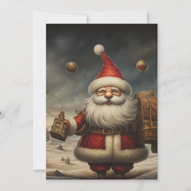 Whimsical Santa Claus 7 Holiday Card (Front)