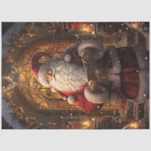 Whimsical Santa Claus front of door Tissue Paper